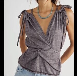 Free People Convertible Gray Wrap Tank Top